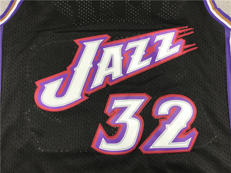 Men's Utah Jazz Karl Malone Black 1998-99 Hardwood Classics Swingman Jersey1