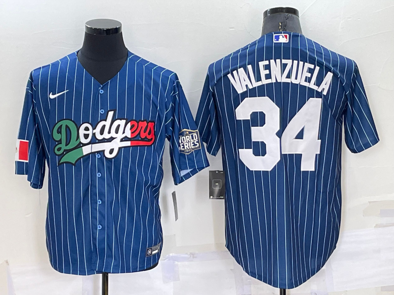 Men's Los Angeles Dodgers Fernando Valenzuela #34 Blue Stitched Baseball Jersey1