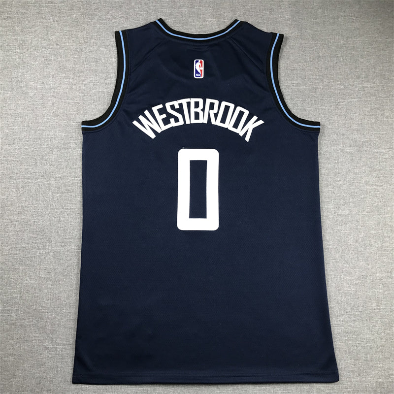 Men's LA Clippers Russell Westbrook #0 Navy 2023/24 Swingman Jersey1 - City Edition