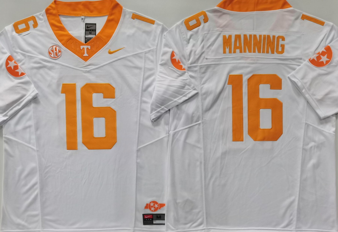 Manning Tennessee Volunteers White Jersey