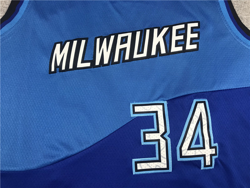 Men's Milwaukee Bucks Giannis Antetokounmpo Blue 2020/21 Swingman Player Jersey1