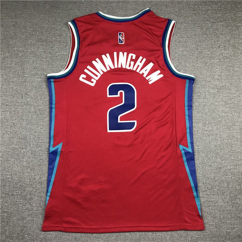 Men's Detroit Pistons Cade Cunningham Red 2021/22 Swingman Jersey1 - City Edition