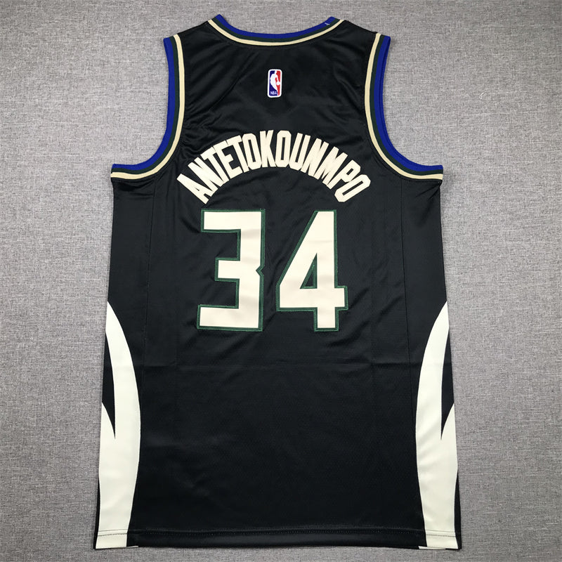 Men's Milwaukee Bucks Giannis Antetokounmpo #34 Black Swingman Jersey1 - Statement Edition