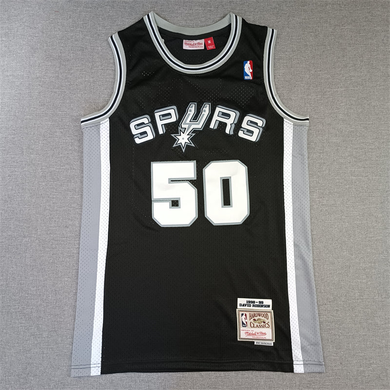 Men's San Antonio Spurs David Robinson Black Big & Tall Hardwood Classics Jersey1