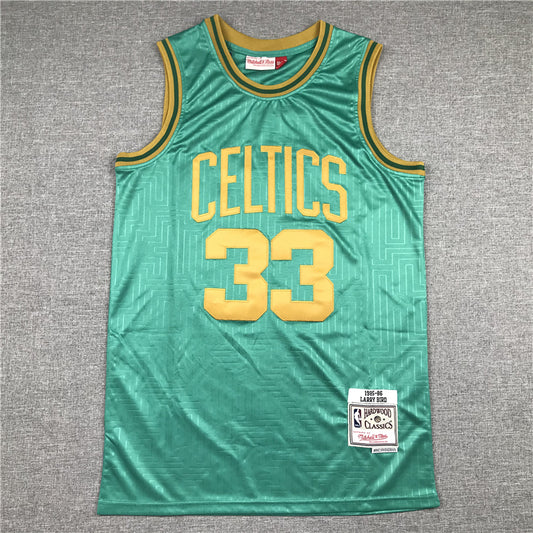 Men's Boston Celtics Larry Bird 1985-86 Green Hardwood Classics Swingman Jersey1