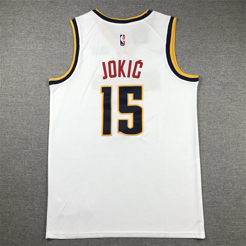 Men's Denver Nuggets Nikola Jokic #15 NBA White 2020/21 Swingman Jersey1