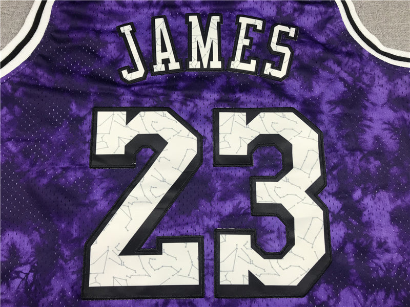 Men's Los Angeles Lakers LeBron James #23 Purple Galaxy Swingman Jersey1