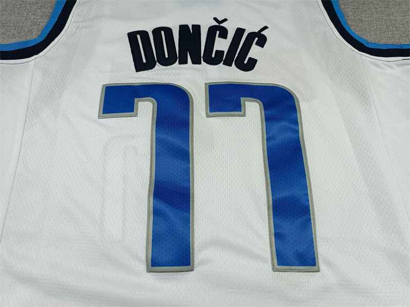 Men's Dallas Mavericks Luka Doncic #77 NBA White Replica Jersey1