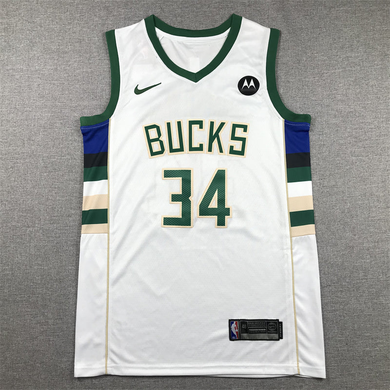 Men's Milwaukee Bucks Giannis Antetokounmpo #34 NBA White Player Jersey1
