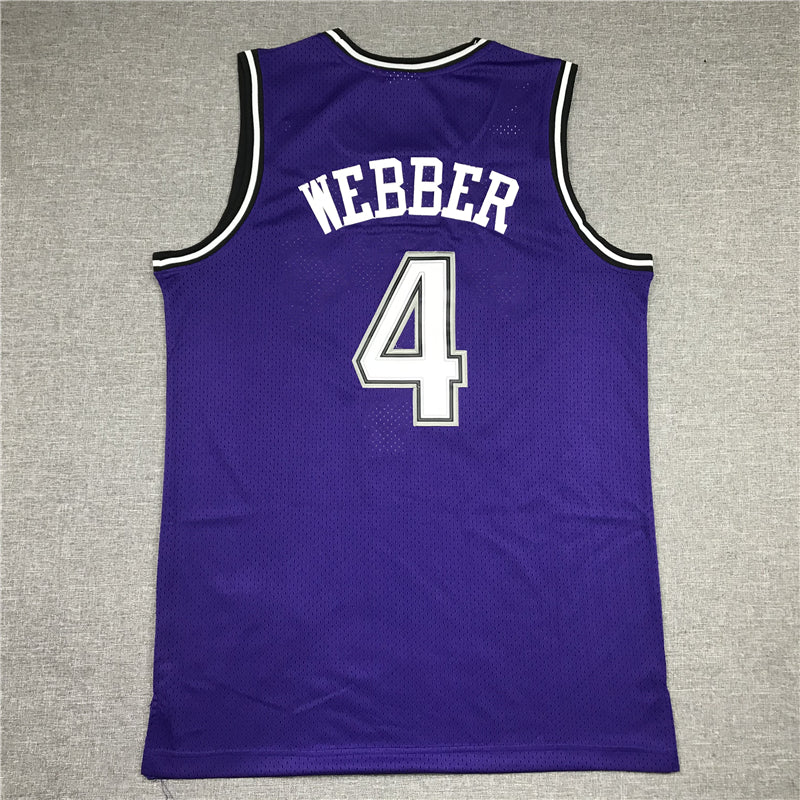 Men's Sacramento Kings Chris Webber #4 purple Retro Jersey1