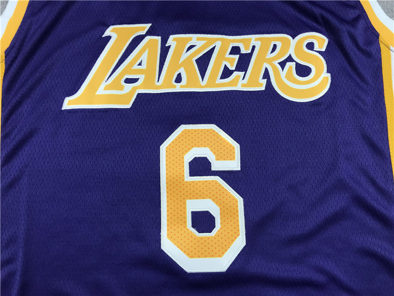 Men's Los Angeles Lakers LeBron James #6 Purple 2022/23 Swingman Player Jersey1