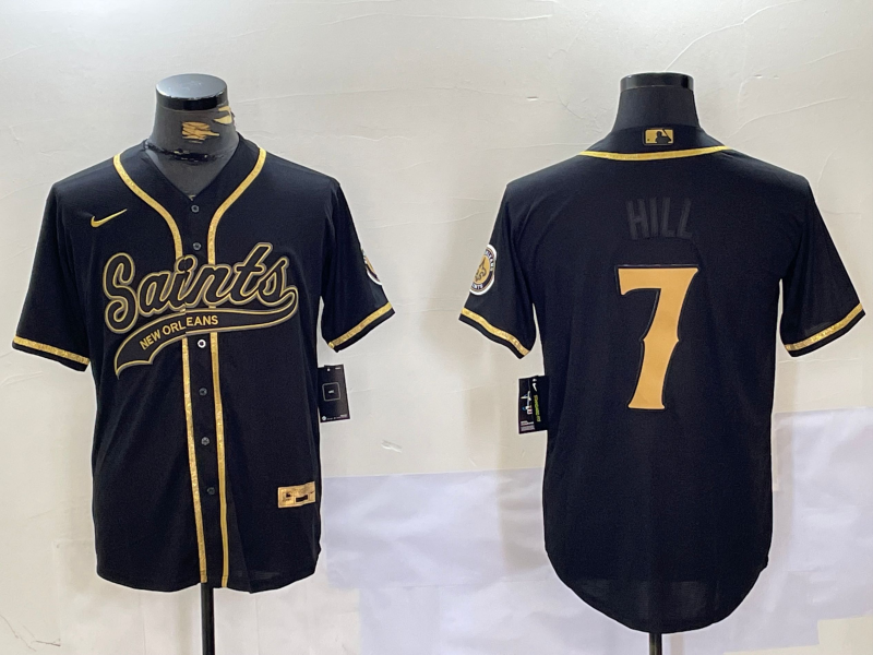 Men's New Orleans Saints Taysom Hill #7 Black Team Player Jersey1