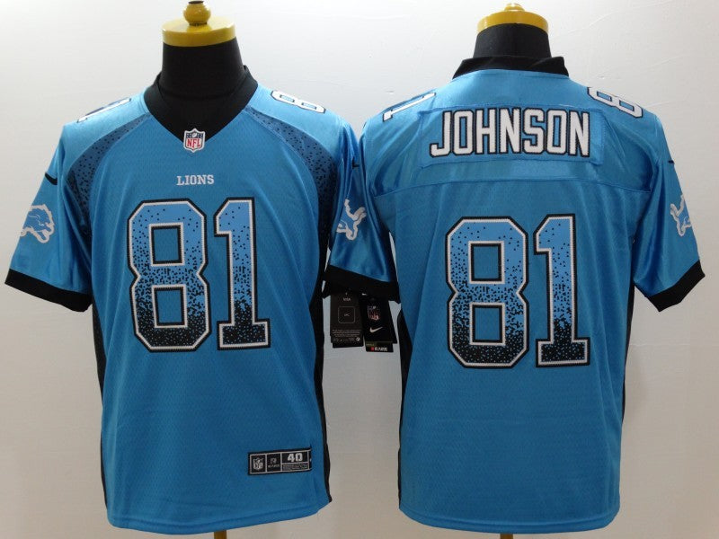 Men's Detroit Lions Calvin Johnson #81 Blue Game Jersey1