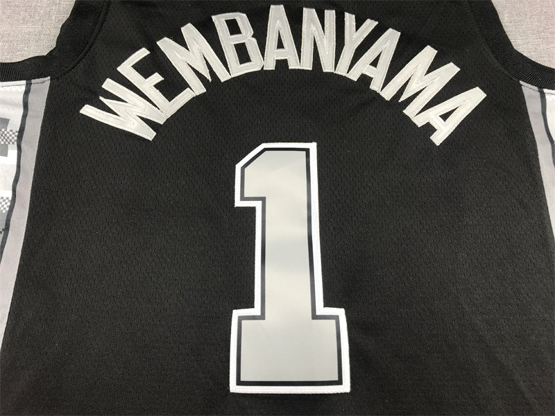 Men's San Antonio Spurs Victor Wembanyama #1 Black 2022/23 Swingman Jersey1 - Statement Edition