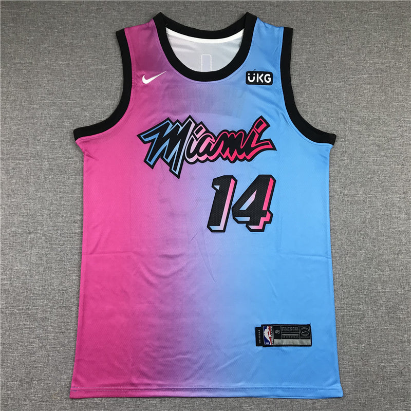 Men's Miami Heat Tyler Herro #14 Pink/Blue Swingman Player Jersey1