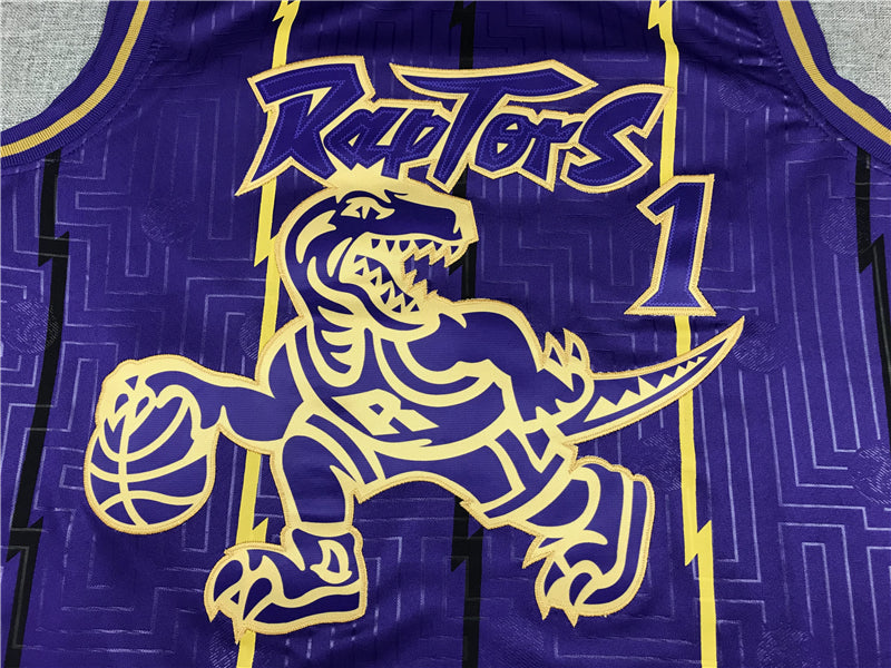 Men's Toronto Raptors Tracy McGrady 1998-99 Purple Hardwood Classics Swingman Jersey1