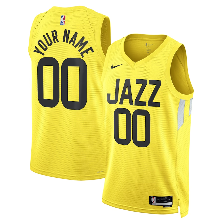 Men's Utah Jazz Gold Swingman Custom Jersey1 - Icon Edition