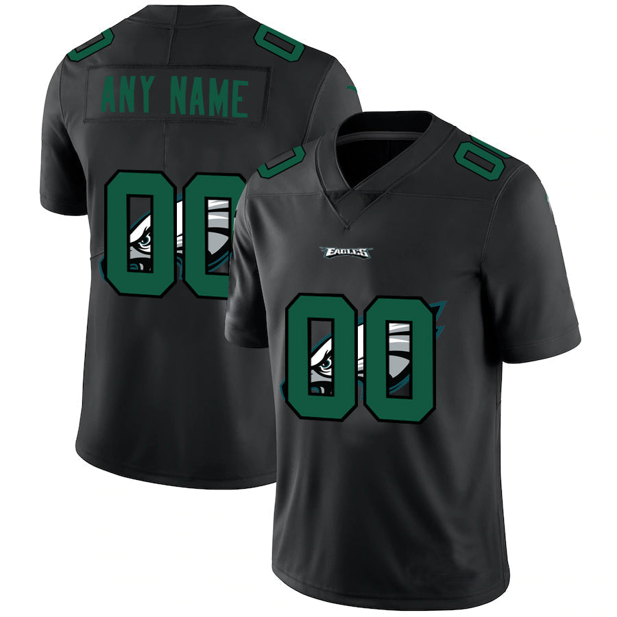 Custom1 Philadelphia Eagles Team Logo Dual Overlap Limited Jersey1 Black Stitched American Football Jerseys