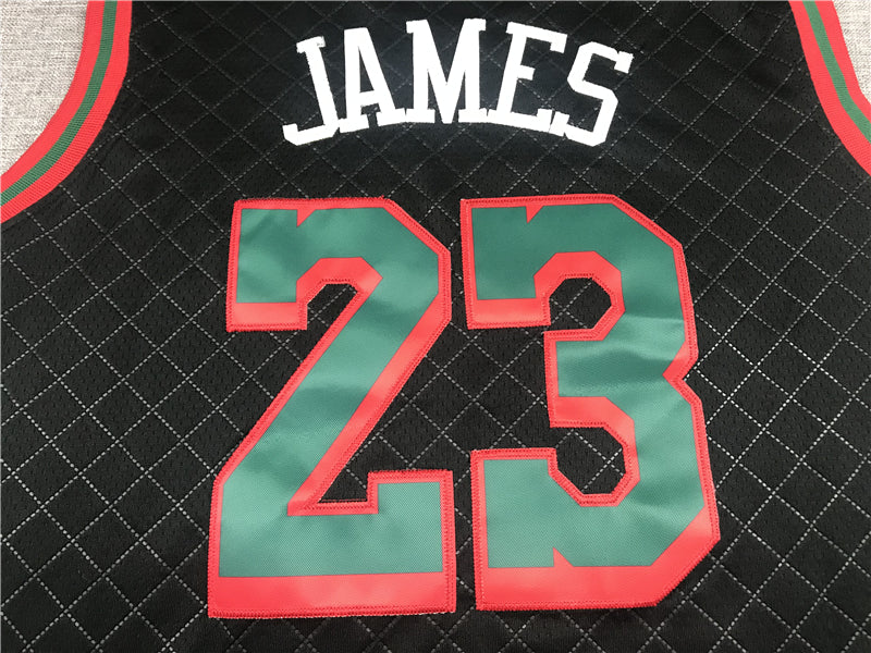 Men's Los Angeles Lakers LeBron James #23 Black Hardwood Classics Player Jersey1