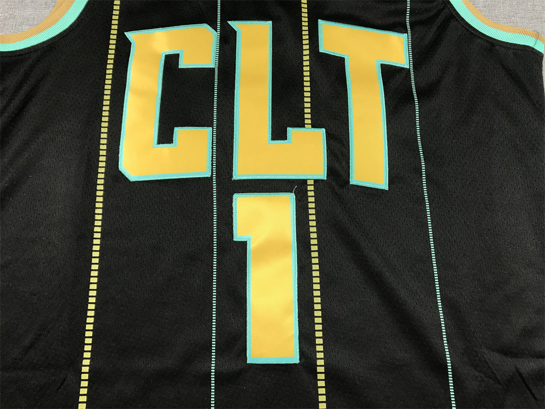 Men's Charlotte Hornets LaMelo Ball #1 Black 2022/23 Swingman jersey1 - City Edition