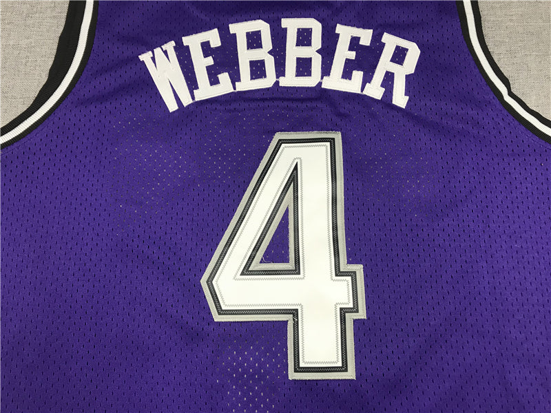 Men's Sacramento Kings Chris Webber #4 purple Retro Jersey1