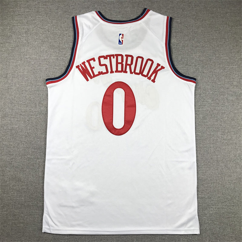 Men's LA Clippers Russell Westbrook #0 White Swingman Jersey1
