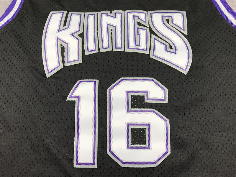Men's Sacramento Kings Peja Stojakovic #16 Black Hardwood Classics Swingman Jersey1