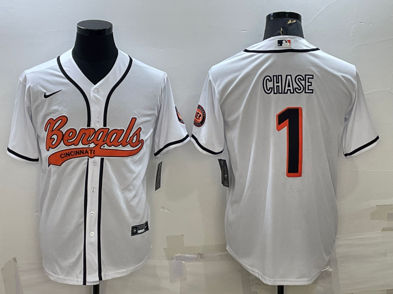 Men's Cincinnati Bengals Ja'Marr Chase #1 White Fashion Game Jersey1