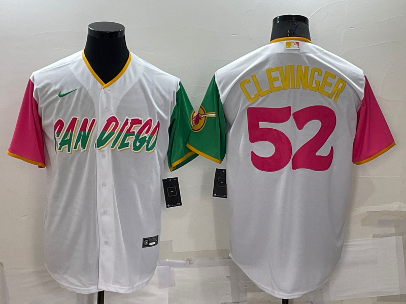 Men's San Diego Padres Mike Clevinger #52 White Stitched Jersey1