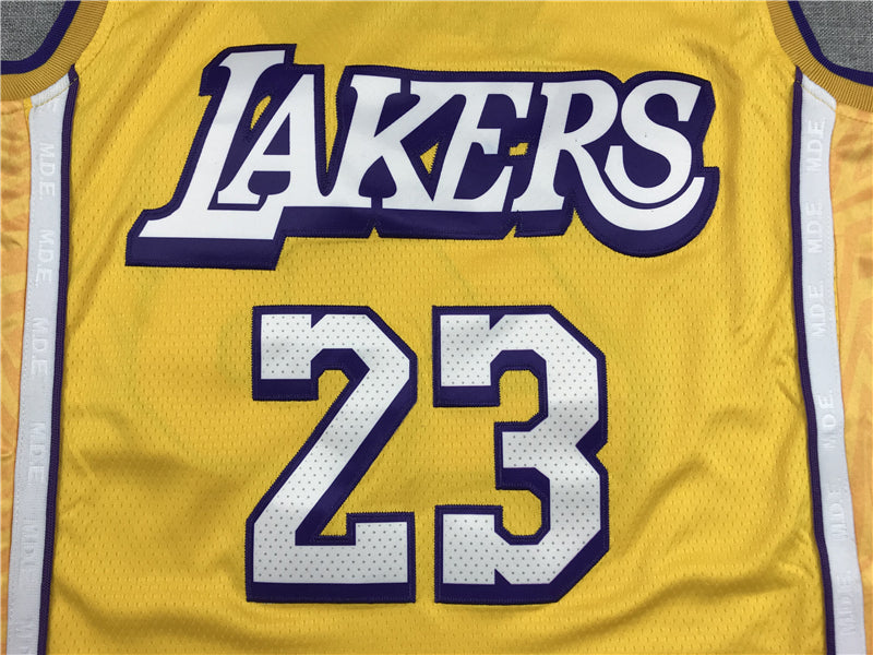 Men's Los Angeles Lakers LeBron James #23 Yellow Swingman Jersey1