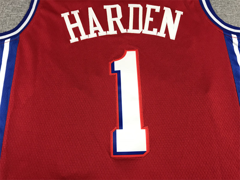 Men's Philadelphia 76ers James Harden Red Fastbreak Replica Player Jersey1