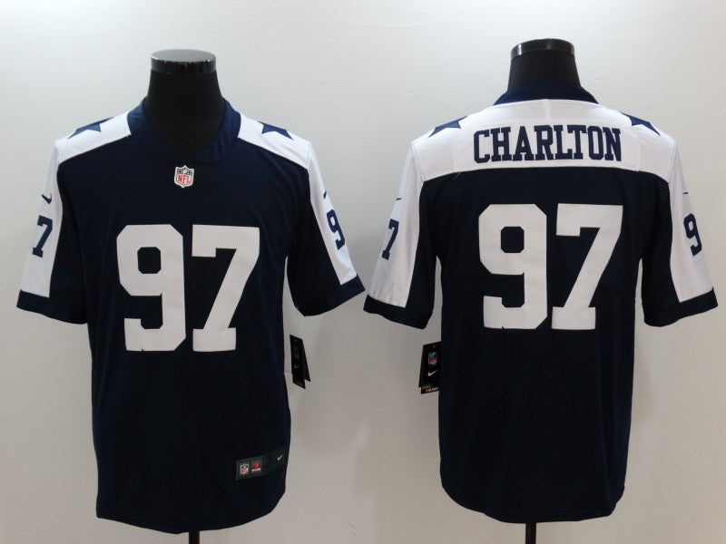 Men's Dallas Cowboys Taco Charlton #97 Navy Game Player Jersey1