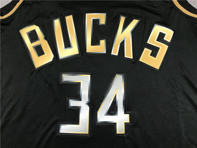 Men's Milwaukee Bucks Giannis Antetokounmpo #34 Black Swingman Jersey1