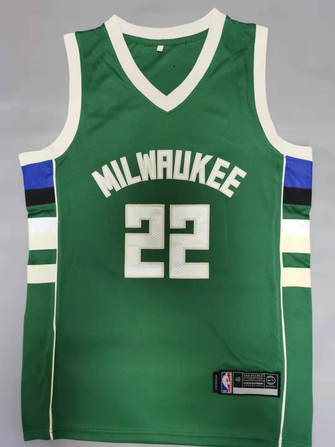 Men's Milwaukee Bucks Khris Middleton #22 Green Fast Break Road Replica Jersey1