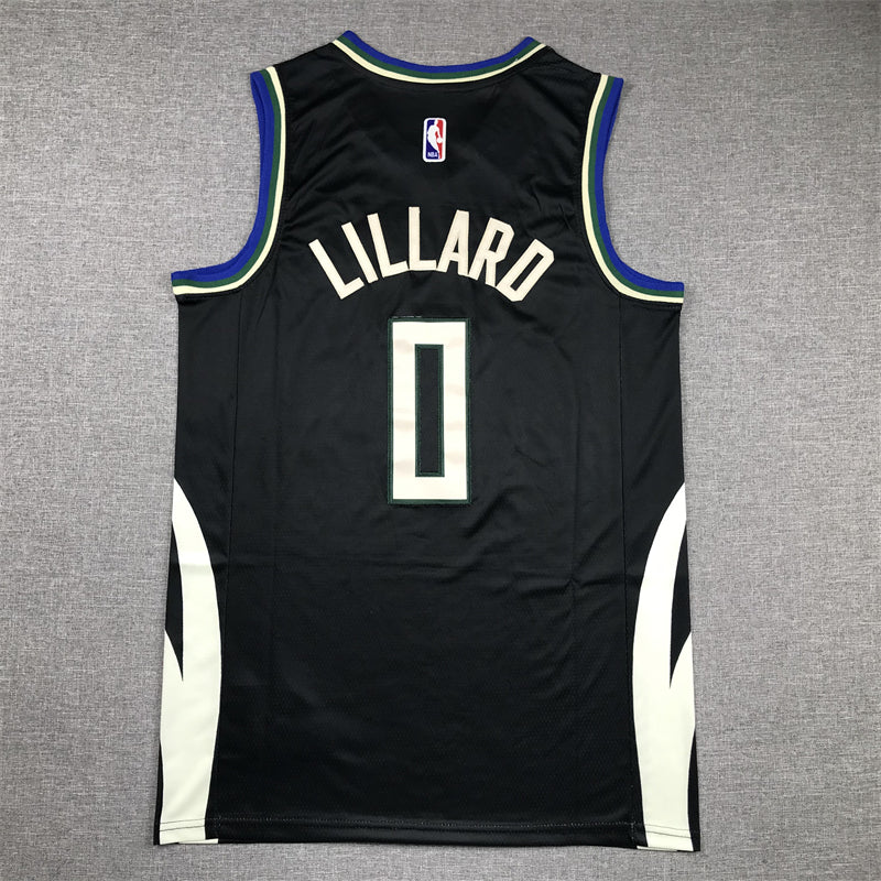 Men's Milwaukee Bucks Damian Lillard #0 Black Fast Break Player Jersey1 - Statement Edition