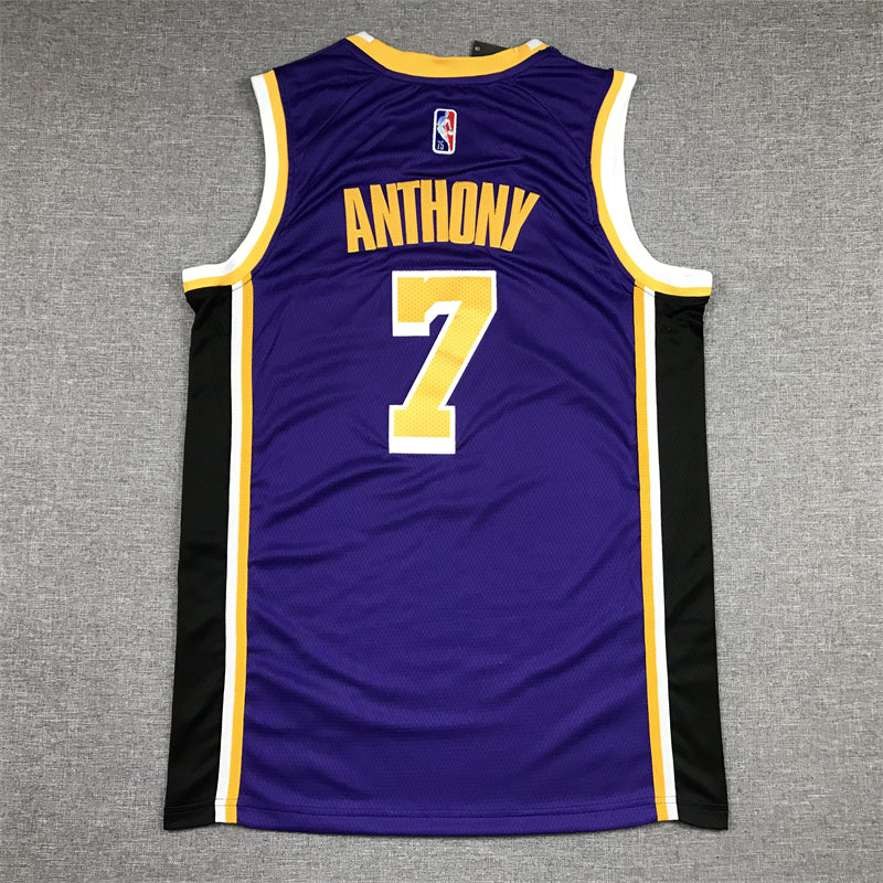 Men's Los Angeles Lakers Carmelo Anthony #7 Purple Fast Break Replica Jersey1