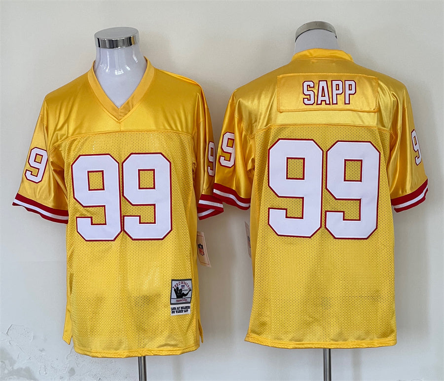Men's Tampa Bay Buccaneers Warren Sapp Mitchell & Ness Yellow Legacy Replica Jersey1