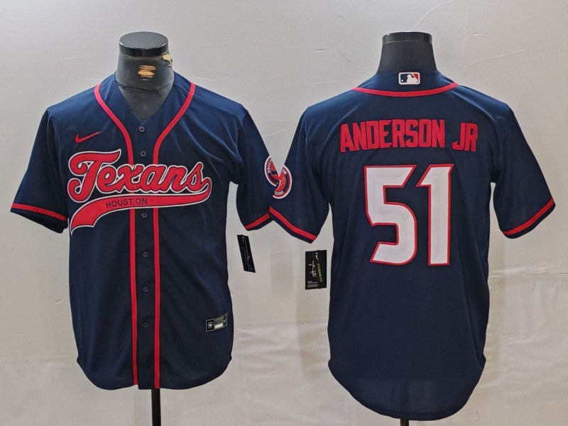 Men's Houston Texans Will Anderson Jr. #51 Navy Player Jersey1