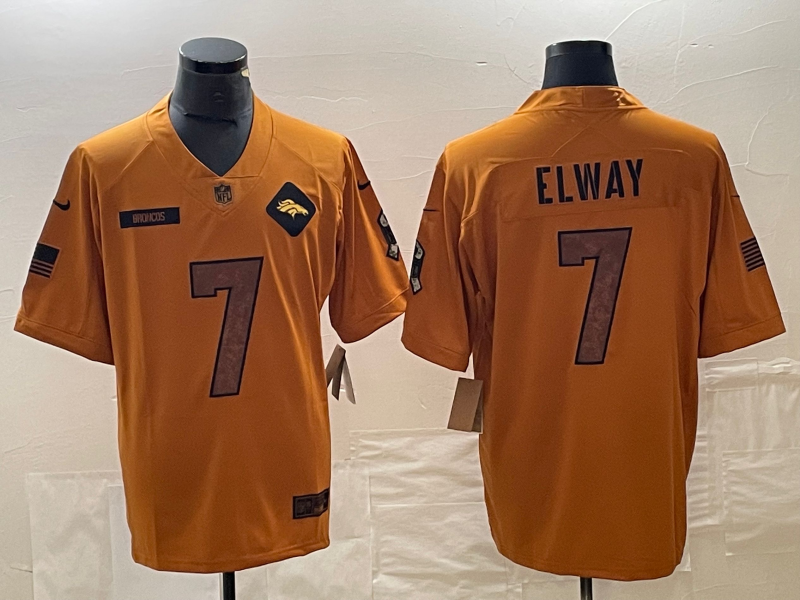Men's Denver Broncos John Elway #7 Brown 2023 Salute To Service Retired Player Limited Jersey1