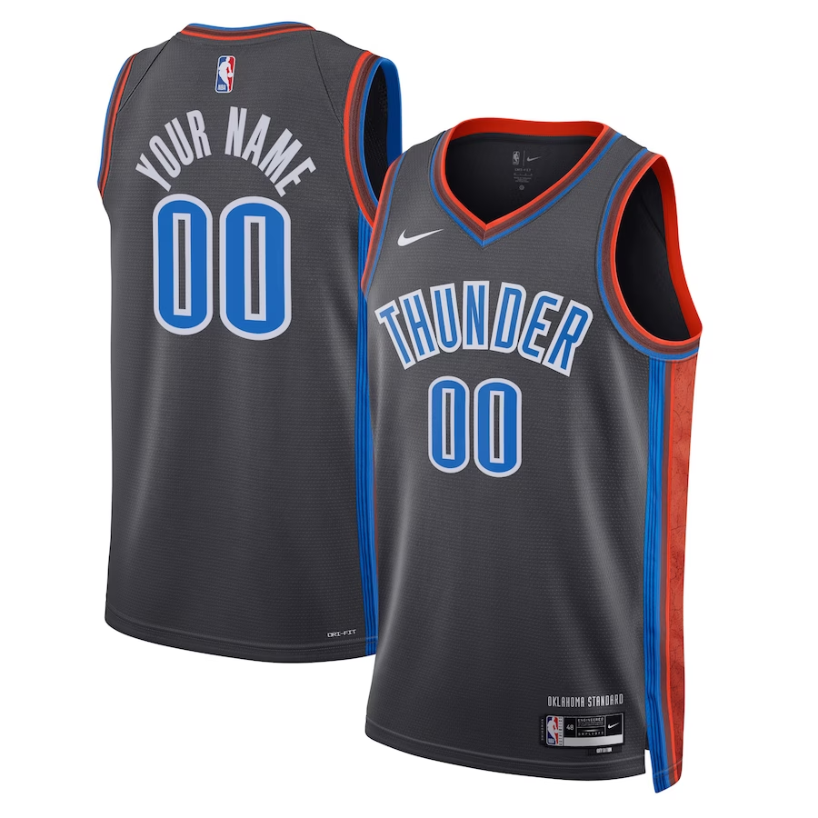 Men's Oklahoma City Thunder Black 2022/23 Swingman Custom Jersey1 - City Edition