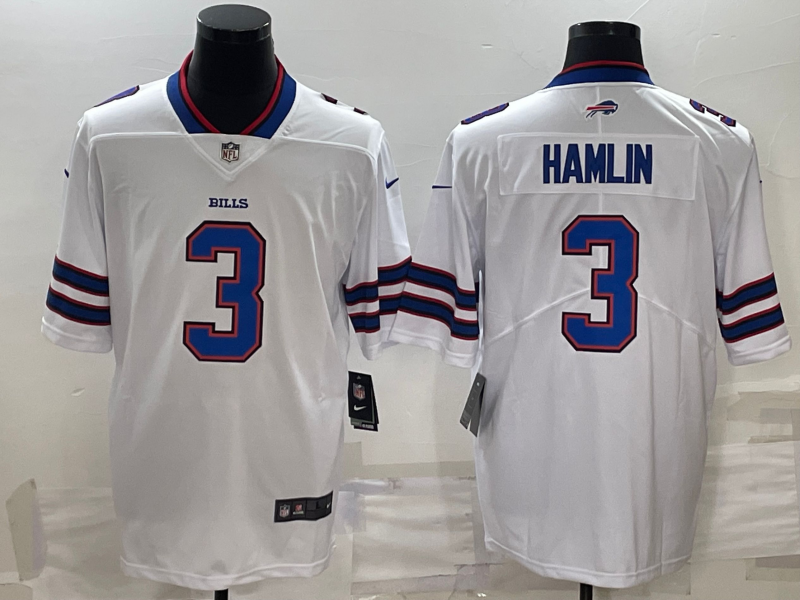 Men's Buffalo Bills Damar Hamlin #3 White Game Jersey1