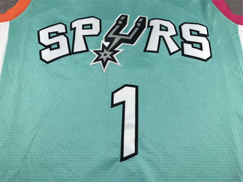 Men's San Antonio Spurs Victor Wembanyama #1 Turquoise 2022/23 Swingman Jersey1 - City Edition