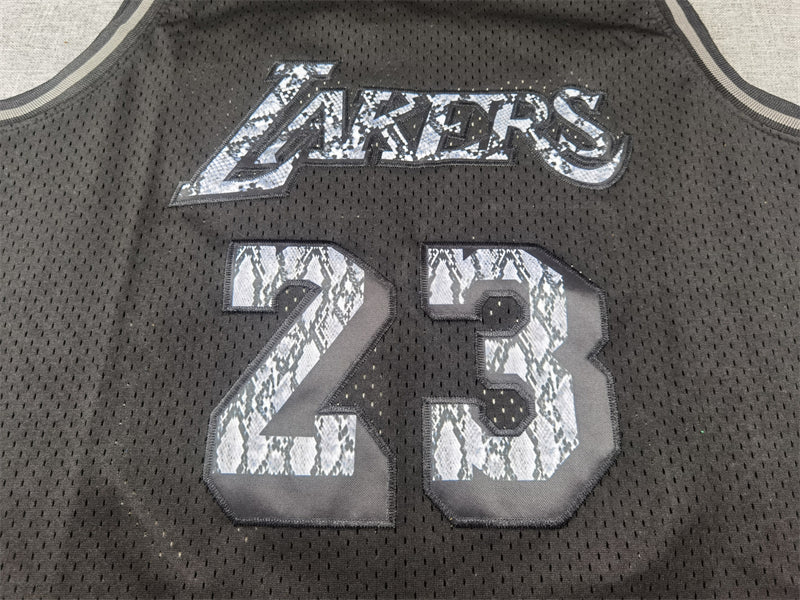 Men's Los Angeles Lakers LeBron James #23 Black 2018/19 Hardwood Classics Swingman Jersey1