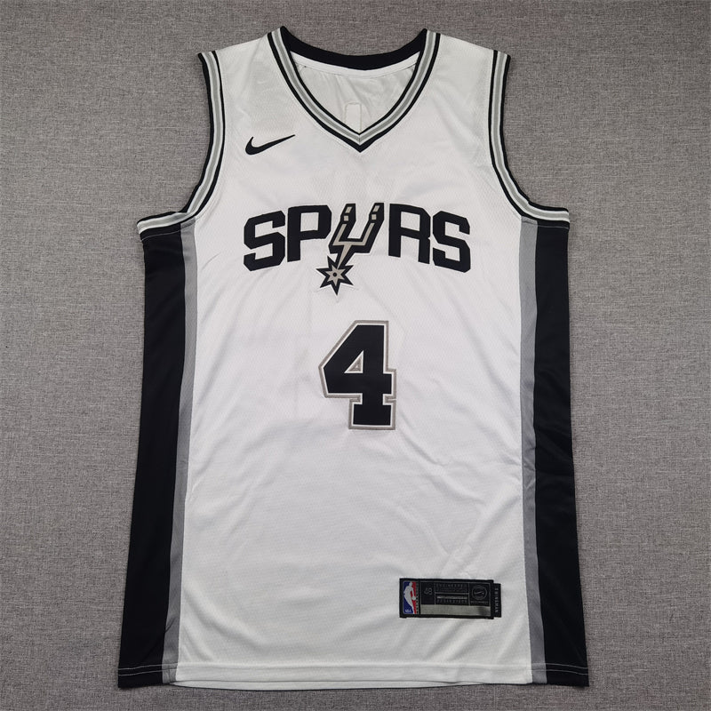 Men's San Antonio Spurs De'Aaron Fox #4 White Swingman Jersey1 - Association Edition