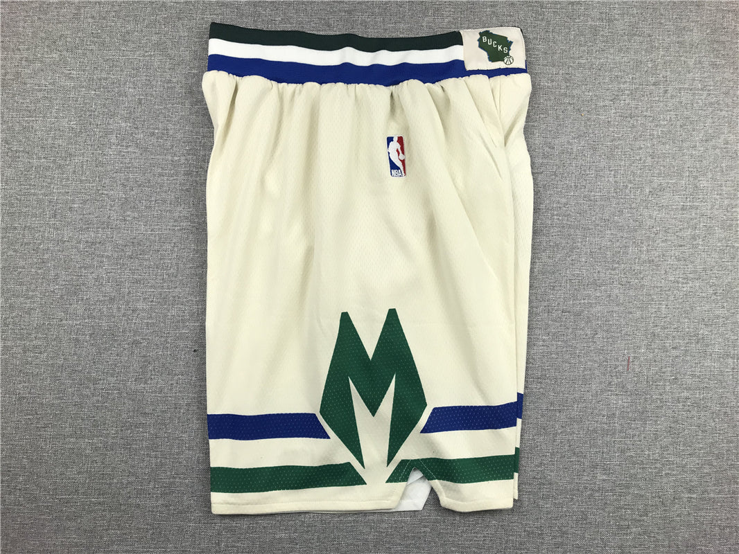 Men's Milwaukee Bucks White City Edition Basketball Shorts1