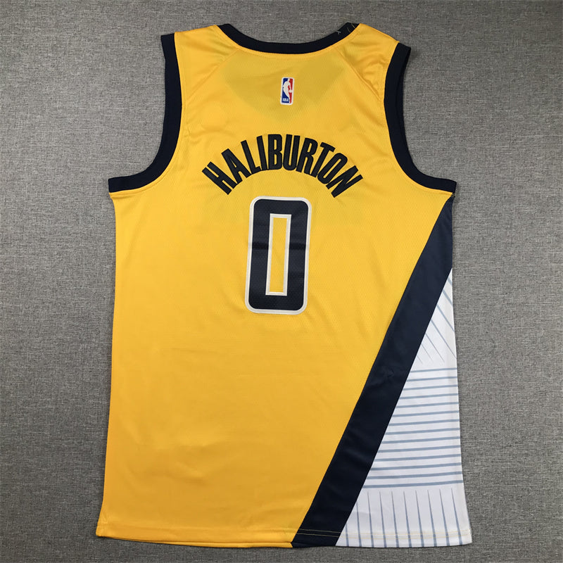 Men's Indiana Pacers Tyrese Haliburton #0 Gold Swingman Jersey1 - Statement Edition