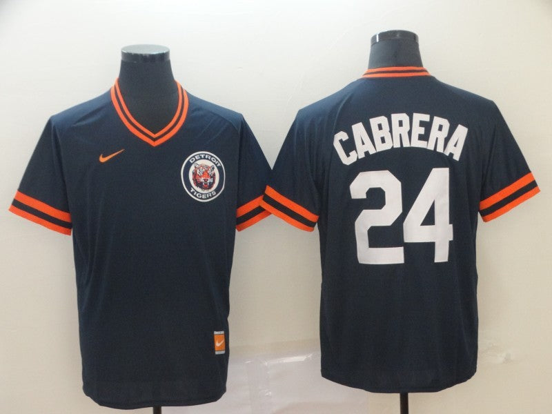 Men's Detroit Tigers Miguel Cabrera #24 Navy Replica Player Jersey1