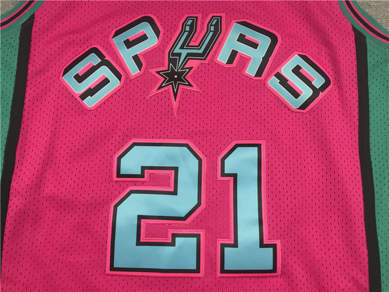 Men's San Antonio Spurs Tim Duncan Pink 1998/99 Classics Swingman Player Jersey1