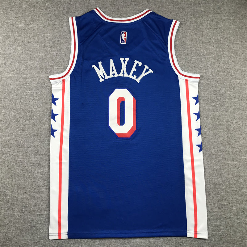 Men's Philadelphia 76ers Tyrese Maxey Blue 2020/21 Fast Break Replica Jersey1