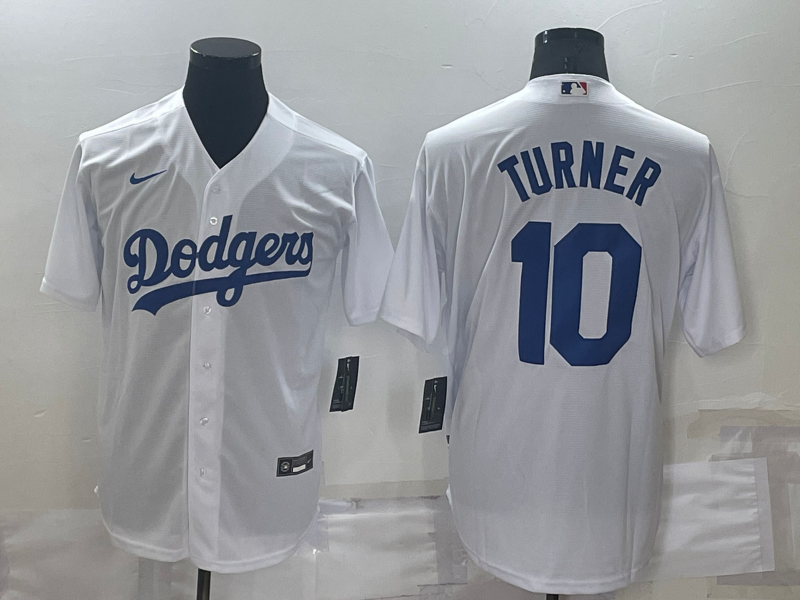 Men's Los Angeles Dodgers Justin Turner #10 White Replica Baseball Jersey1